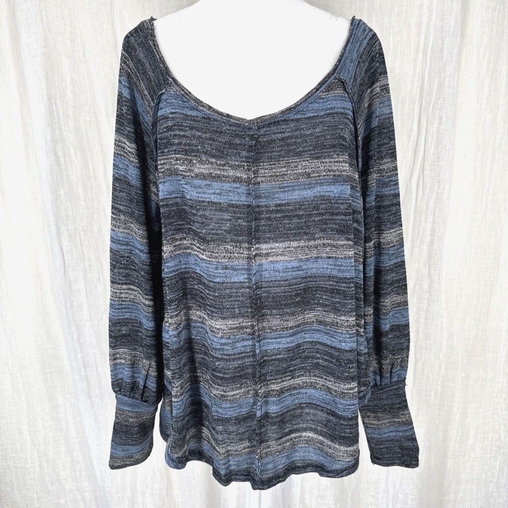 Free People Oversized Slouchy Striped Long Sleeve Top S 90s Grunge Boho Balloon